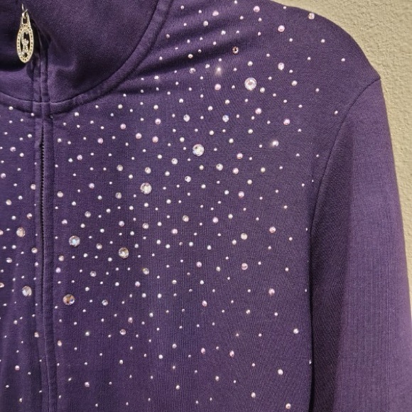 Christine Alexander Y2K Womens Purple Jogger Track Suit Swarovski Crystals Sz XL - Picture 8 of 15